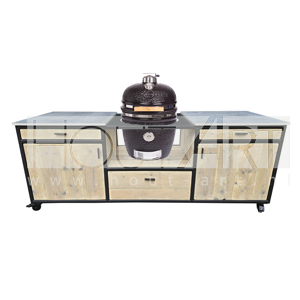 Buitenkeuken Dubbel stalen frame met lade voor Kamado / Egg Medium / Large