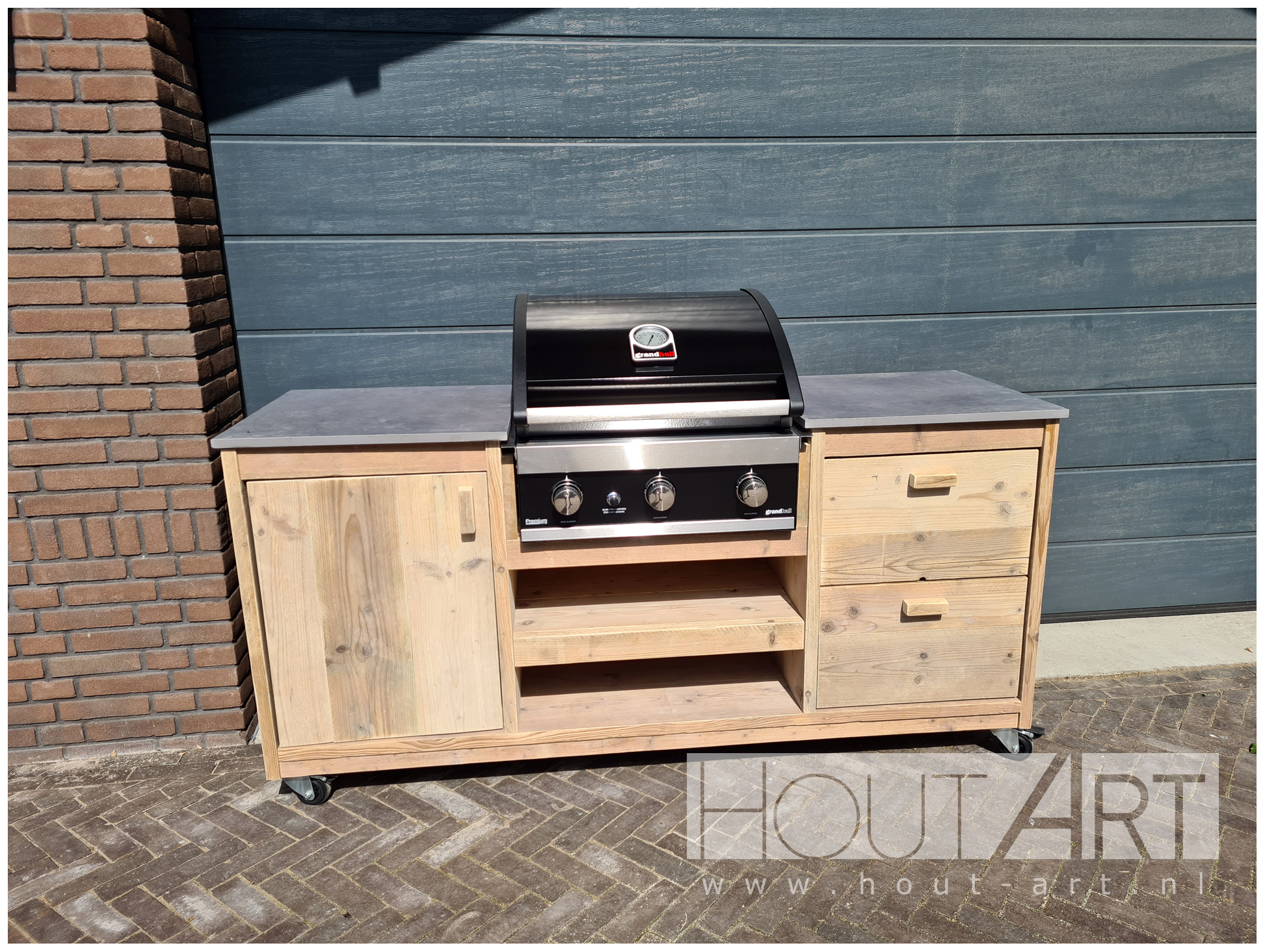 Buitenkeuken luxe grandhall premium G3 of G4 van steigerhout van Hout-Art.