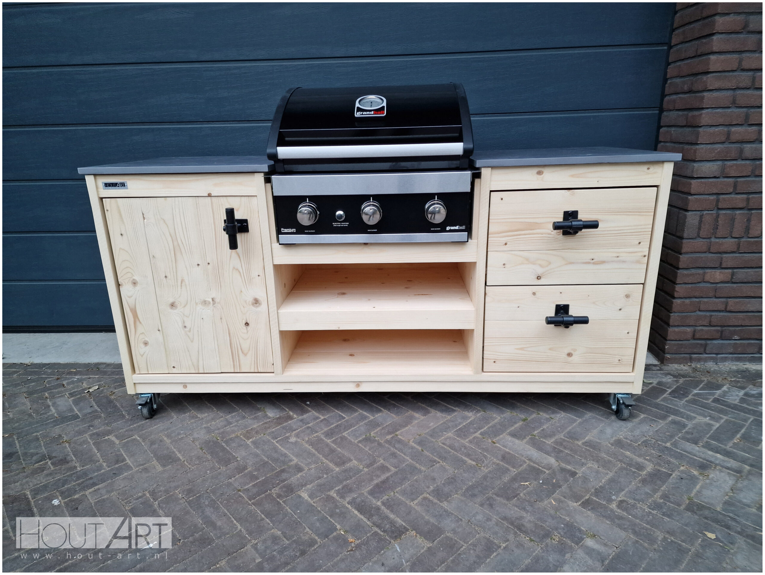 Buitenkeuken luxe grandhall premium G3 of G4 van steigerhout van Hout-Art.