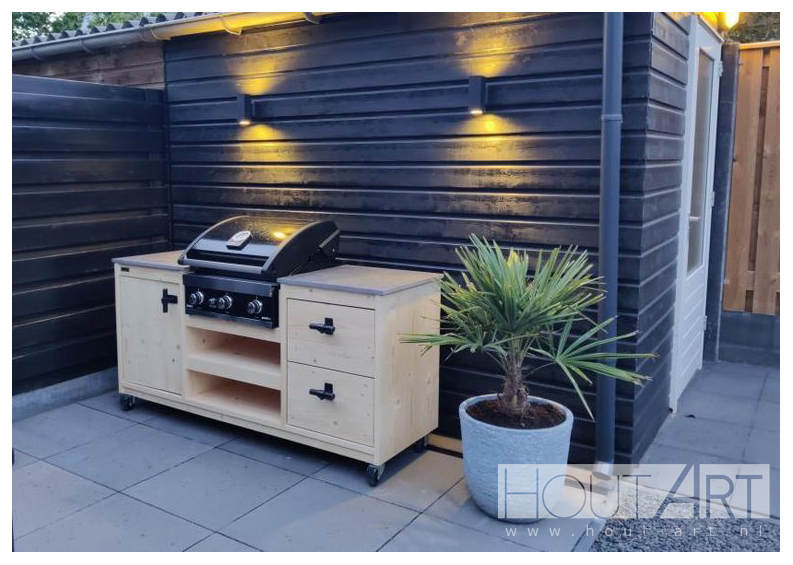 Buitenkeuken luxe grandhall premium G3 of G4 van steigerhout van Hout-Art.