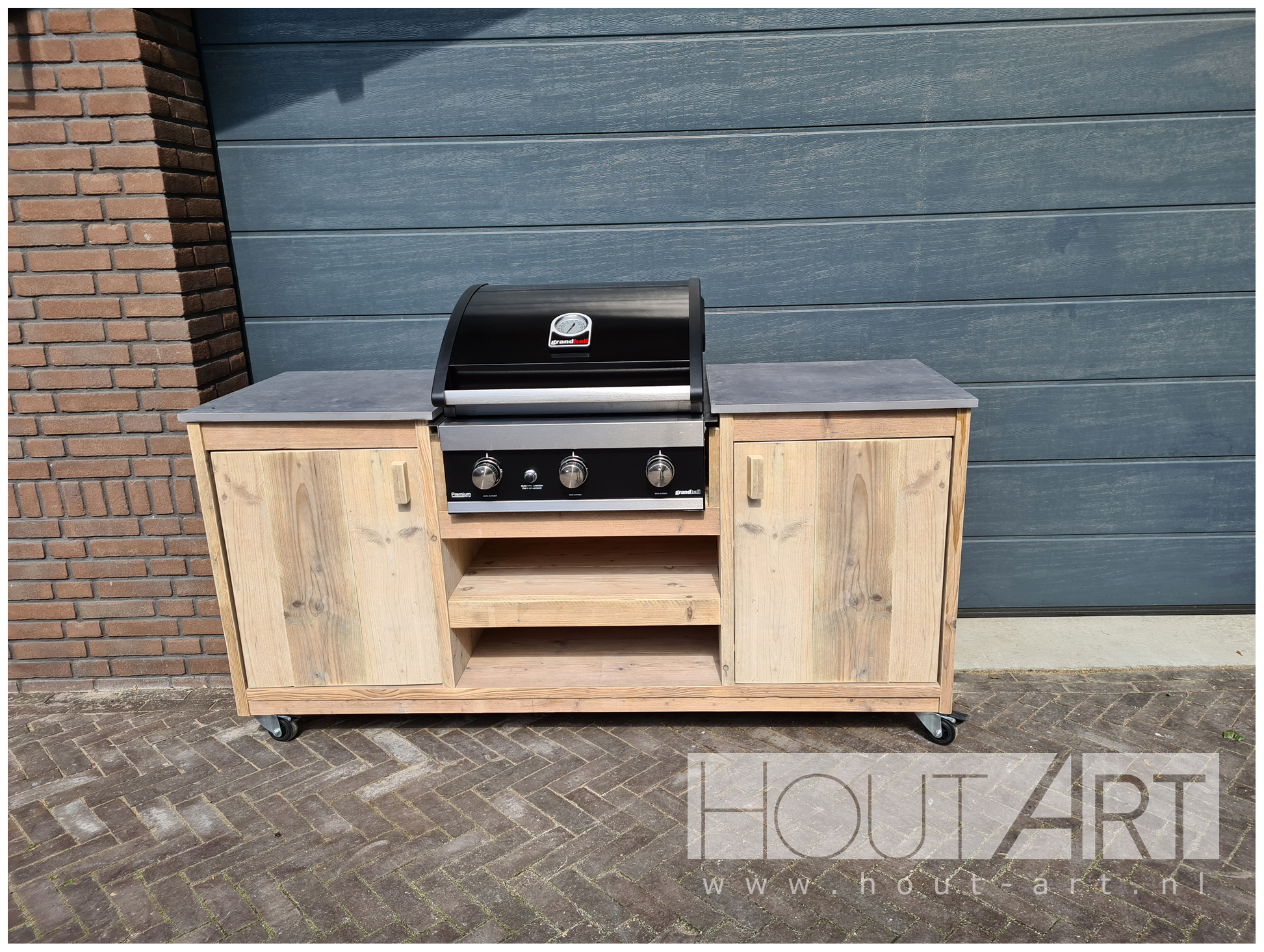 Buitenkeuken luxe grandhall premium G3 of G4 van steigerhout van Hout-Art.