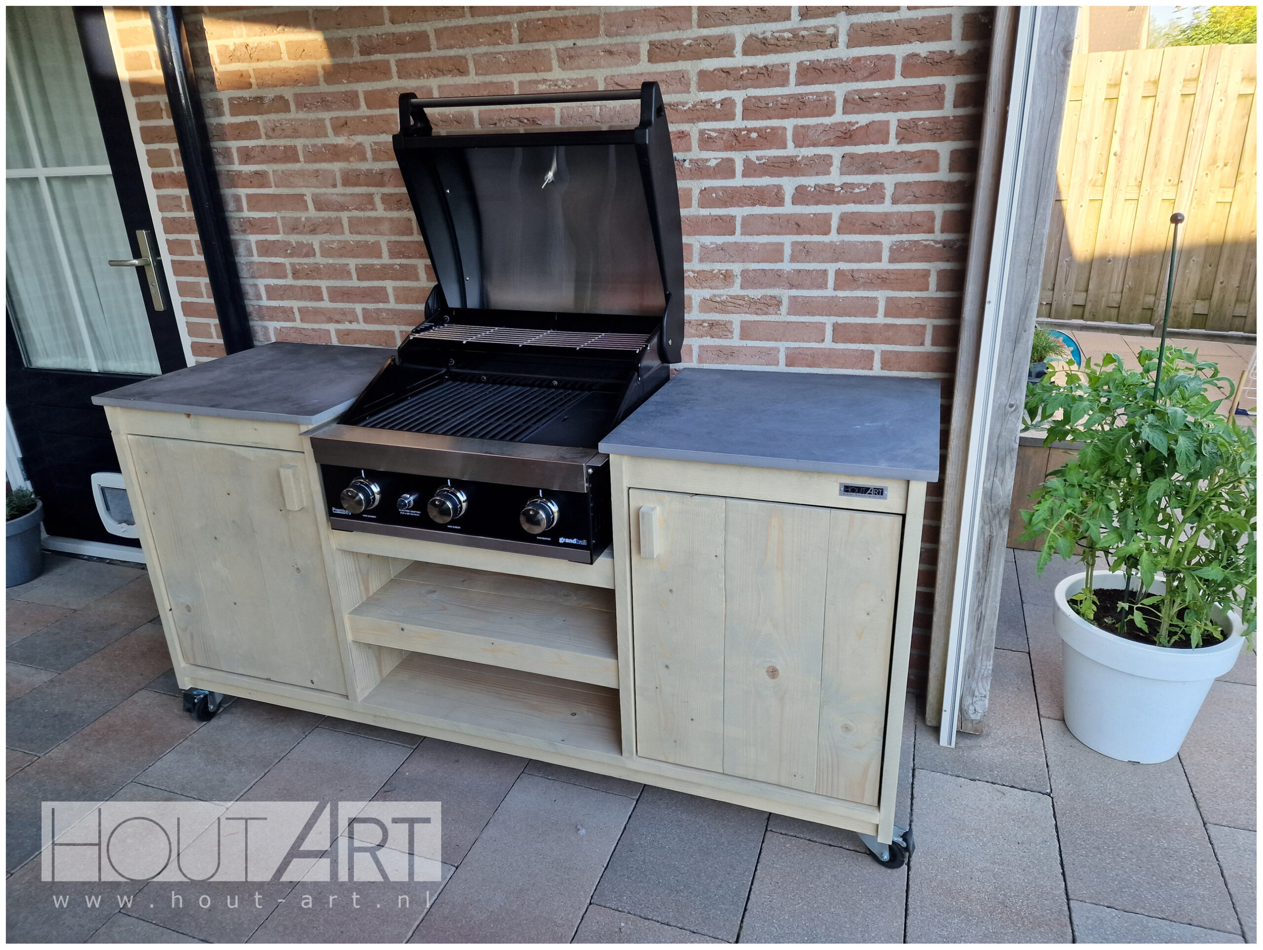 Buitenkeuken luxe grandhall premium G3 of G4 van steigerhout van Hout-Art.