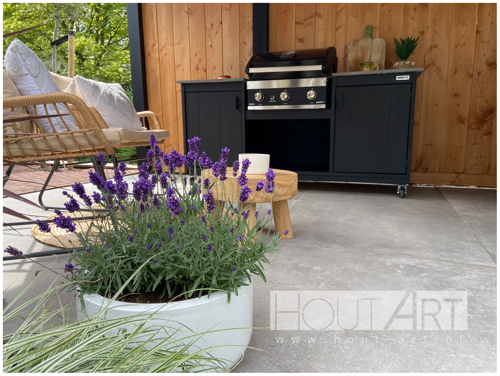 Buitenkeuken luxe grandhall premium G3 of G4 van steigerhout van Hout-Art.