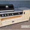 Luxe en industriële buitenkeuken voor Grandhall Premium G3 en G4 plus, met open vak en lades. Deurtjes en handgrepen met handdoekrek. BBQ, barbecue, buitenkeukens, wielen.