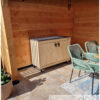 Buitenkeuken losse kast dubbel BBQ steigerhout met deuren en handgrepen wielen van Hout-Art.