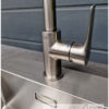 Buitenkeuken kast clean steigerhout met deuren, spoelkeuken, grohe kraan en wasbak van Hout-Art.