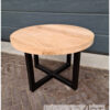 Salontafel set dubbele u staal eiken rond van Hout-Art.
