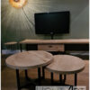 Salontafel set dubbele u staal eiken rond van Hout-Art.