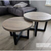 Salontafel dubbele u eiken rond set stalen poten poot van Hout-Art.