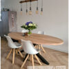 Tafel ovaal matrixpoot staal met massief eiken van Hout-Art.