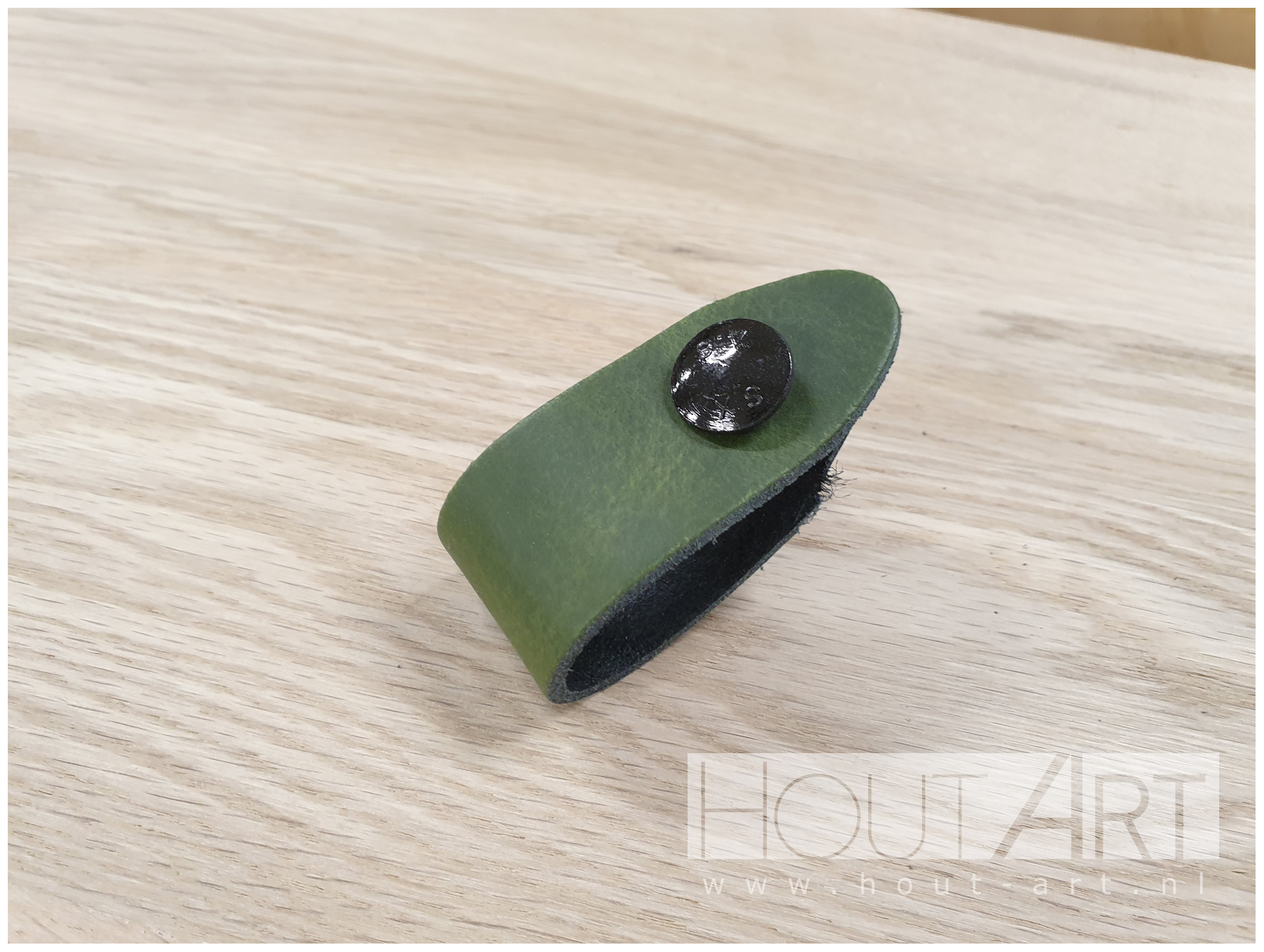 Leren handgreep lus groen van Hout-Art.