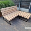 Hocker Massive staal met douglas balken van Hout-Art. Loungebank, douglasbalken, industrieel, tuinmeubel, houtart.