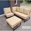 Hocker Massive staal met douglas balken van Hout-Art. Loungebank, douglasbalken, industrieel, tuinmeubel, houtart.