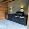 Buitenkeuken Boretti Ligorio en Ibrido Top van Hout-Art, mat zwart, met koelkast en keramische platen, BBQ, barbecue, kast, handgreep.