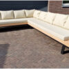 Los chaise loungedeel uitbreiding Massive loungebank staal met douglas balken van Hout-Art.