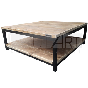 Salontafel stalen frame boekenplank met steigerhout