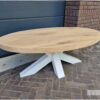 Salontafel ovaal matrix poot staal met massief eiken van Hout-Art.