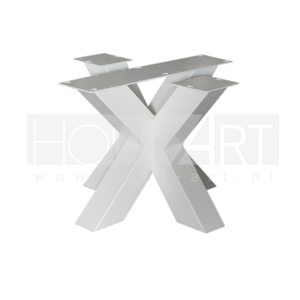 Set stalen salontafel dubbele X-poot 8x8cm witte poedercoating