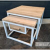 Salontafel set 2x stalen kubus lade met eiken van Hout-Art.