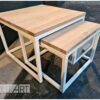 Salontafel set 2x stalen kubus lade met eiken van Hout-Art.