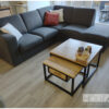 Salontafel set 2x stalen kubus lade met eiken van Hout-Art.