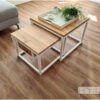 Salontafel set 2x stalen kubus lade met eiken van Hout-Art.