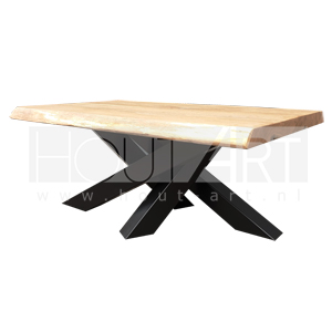Salontafel Twister poot staal met massief eiken