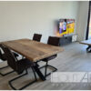 Salontafel twistpoot staal met steigerhout van Hout-Art.