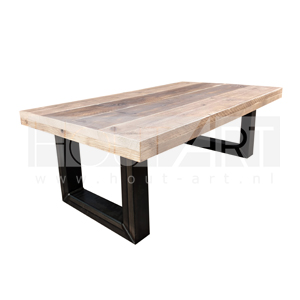 Salontafel U-poot staal met steigerhout