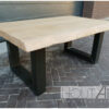 Salontafel u-poot staal met massief eiken van Hout-Art.