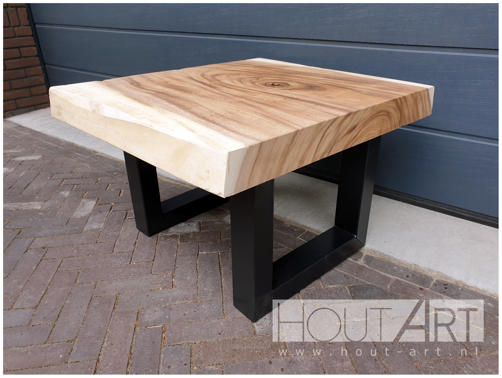 Salontafel u-poot staal met suar van Hout-Art.
