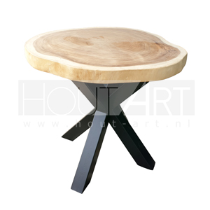 Bijzettafel dubbele kruispoot staal met Suar