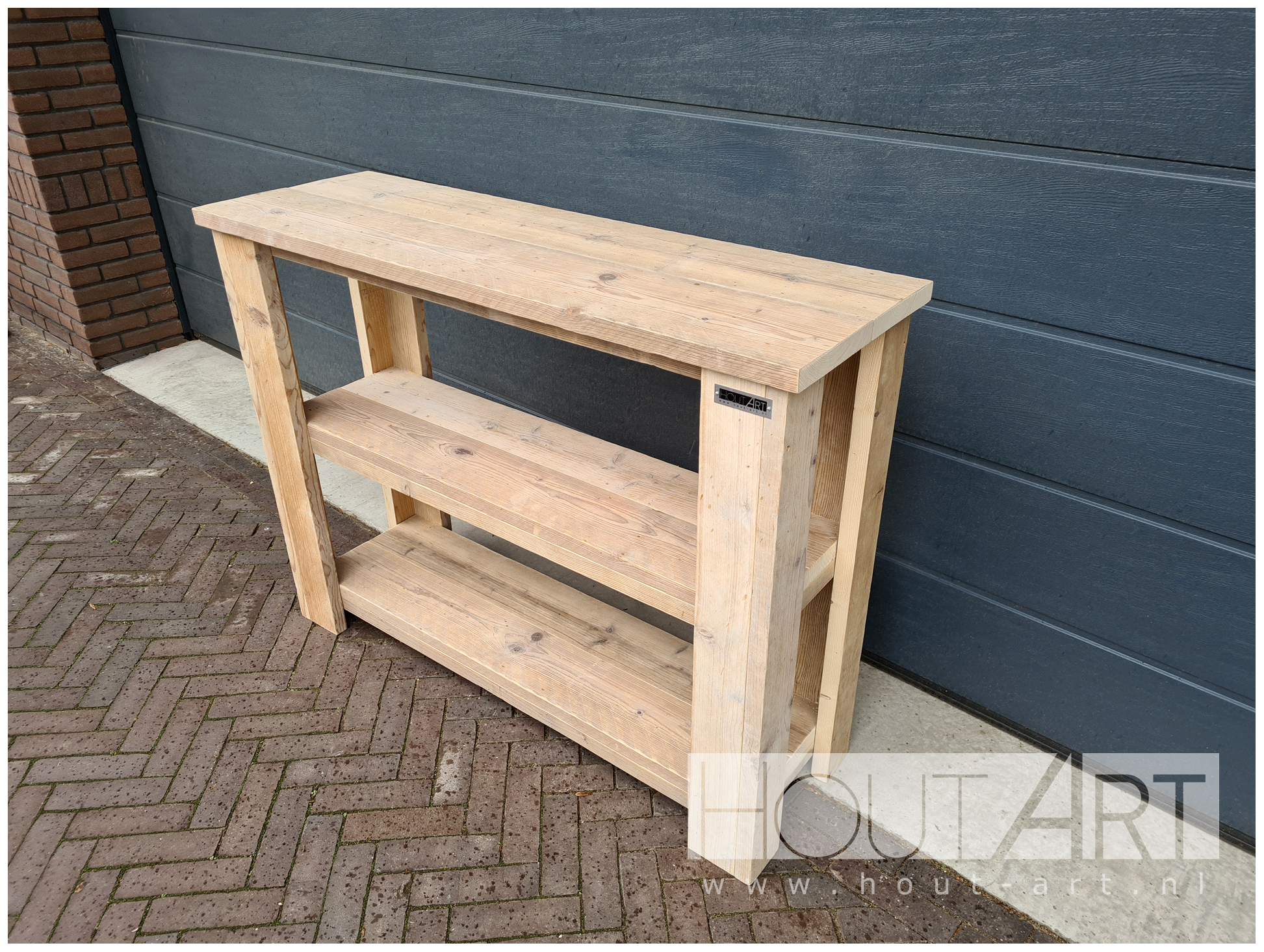 Sidetable met onderblad en legplank steigerhout van Hout-Art.