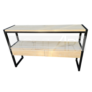 Sidetable stalen frame met ladeblok eiken