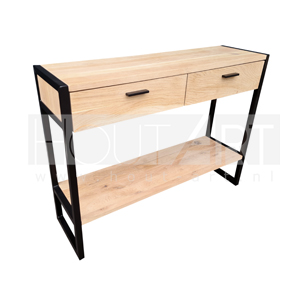 Sidetable stalen u-poot met lade(s) en legplank eiken