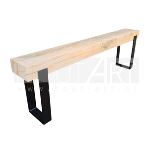 Sidetable stalen strippoot eiken balken