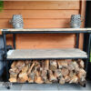 Sidetable Lorenz extra zwarte steigerbuis met steigerhout van Hout-Art.