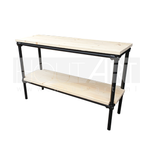Sidetable Lorenz zwarte steigerbuis met steigerhout