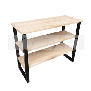 Sidetable stalen frame met legplanken eiken