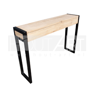 Sidetable stalen u-poot met lade(s) eiken