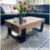 Salontafel eiken balk 15x15cm met stalen u-poot van Hout-Art.