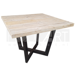 Tafel 3D trapezium staal met steigerhout