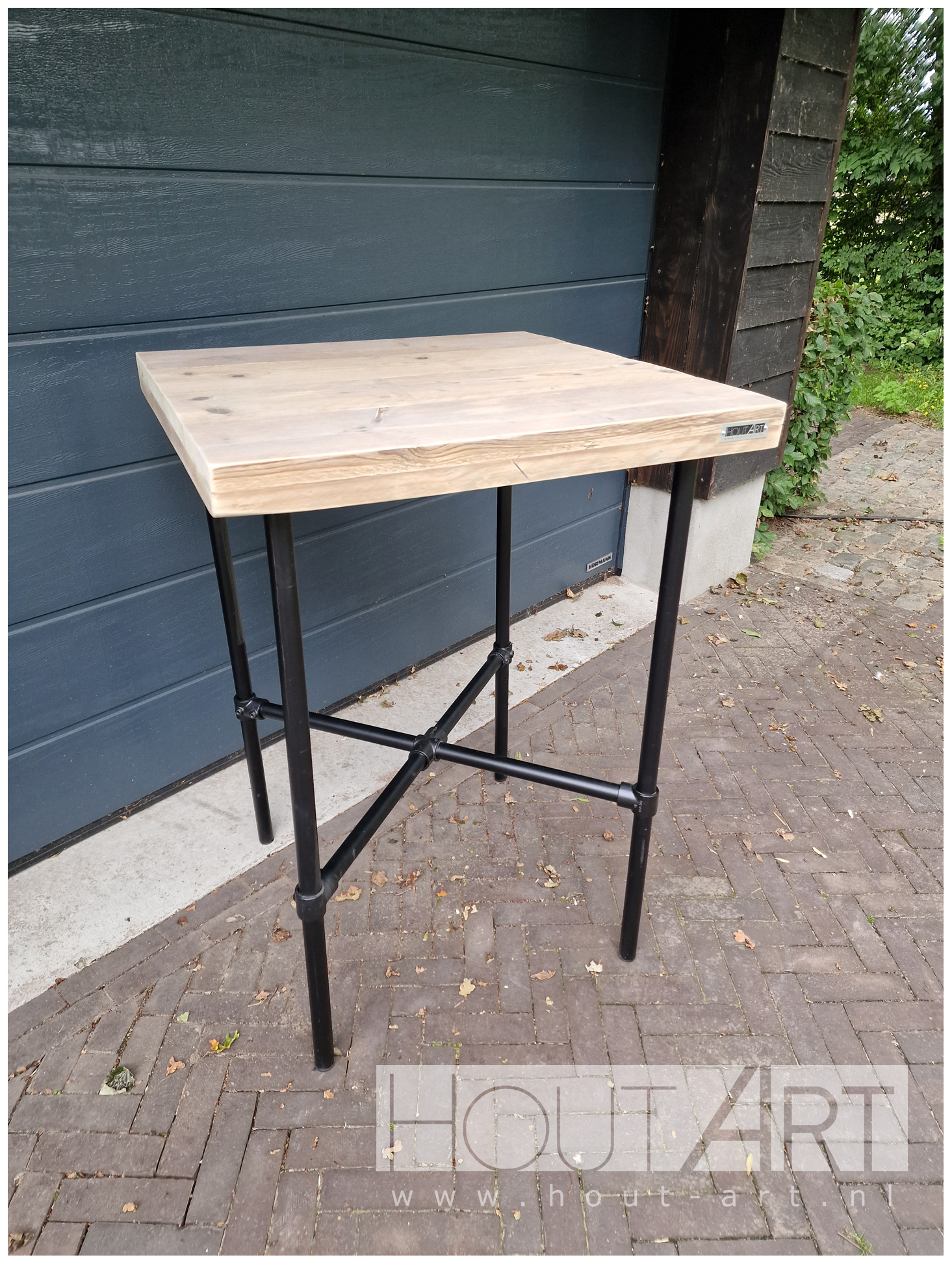 Bartafel zwarte steigerbuis luxe met steigerbuis van Hout-Art.