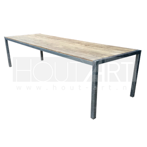 Tafel verzinkt stalen frame met steigerhout