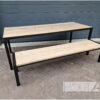Tafel eettafel stalen frame met inliggend steigerhout van Hout-Art.