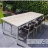Tafel verzinkt stalen frame met inliggend steigerhout van Hout-Art. buitentafel, eettafel, tuintafel, verzonken, frames, gebruikt hout, houtart.
