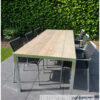 Tafel verzinkt stalen frame met inliggend steigerhout van Hout-Art. buitentafel, eettafel, tuintafel, verzonken, frames, gebruikt hout, houtart.