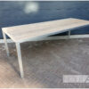 Tafel verzinkt stalen frame met inliggend steigerhout van Hout-Art. buitentafel, tuinmeubel, verzonken, staal, industrieel.