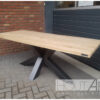 Tafel eettafel matrixpoot staal met massief eiken van Hout-Art.