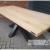 Tafel eettafel matrixpoot staal met massief eiken van Hout-Art.